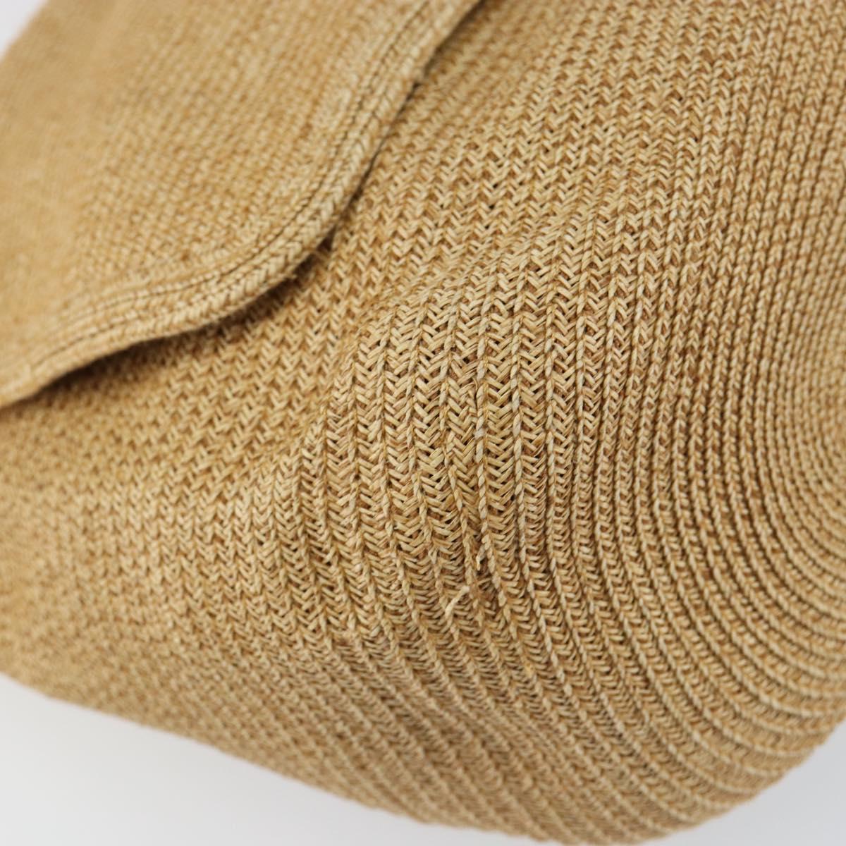 FENDI Celeria Mamma Baguette Shoulder Bag Raffia Beige Silver Auth 146952