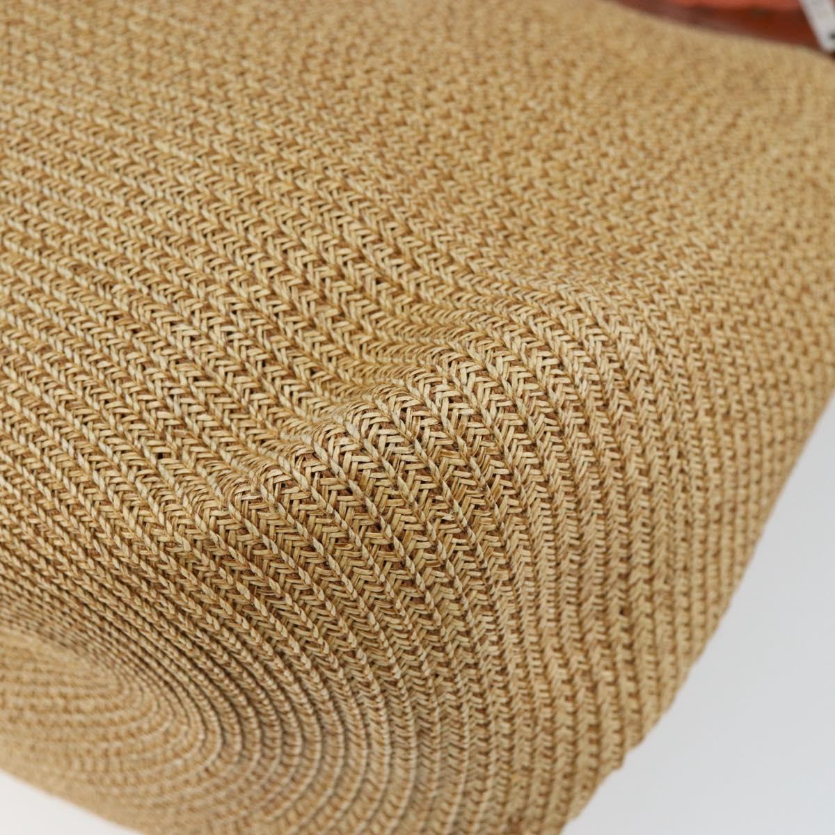 FENDI Celeria Mamma Baguette Shoulder Bag Raffia Beige Silver Auth 146952