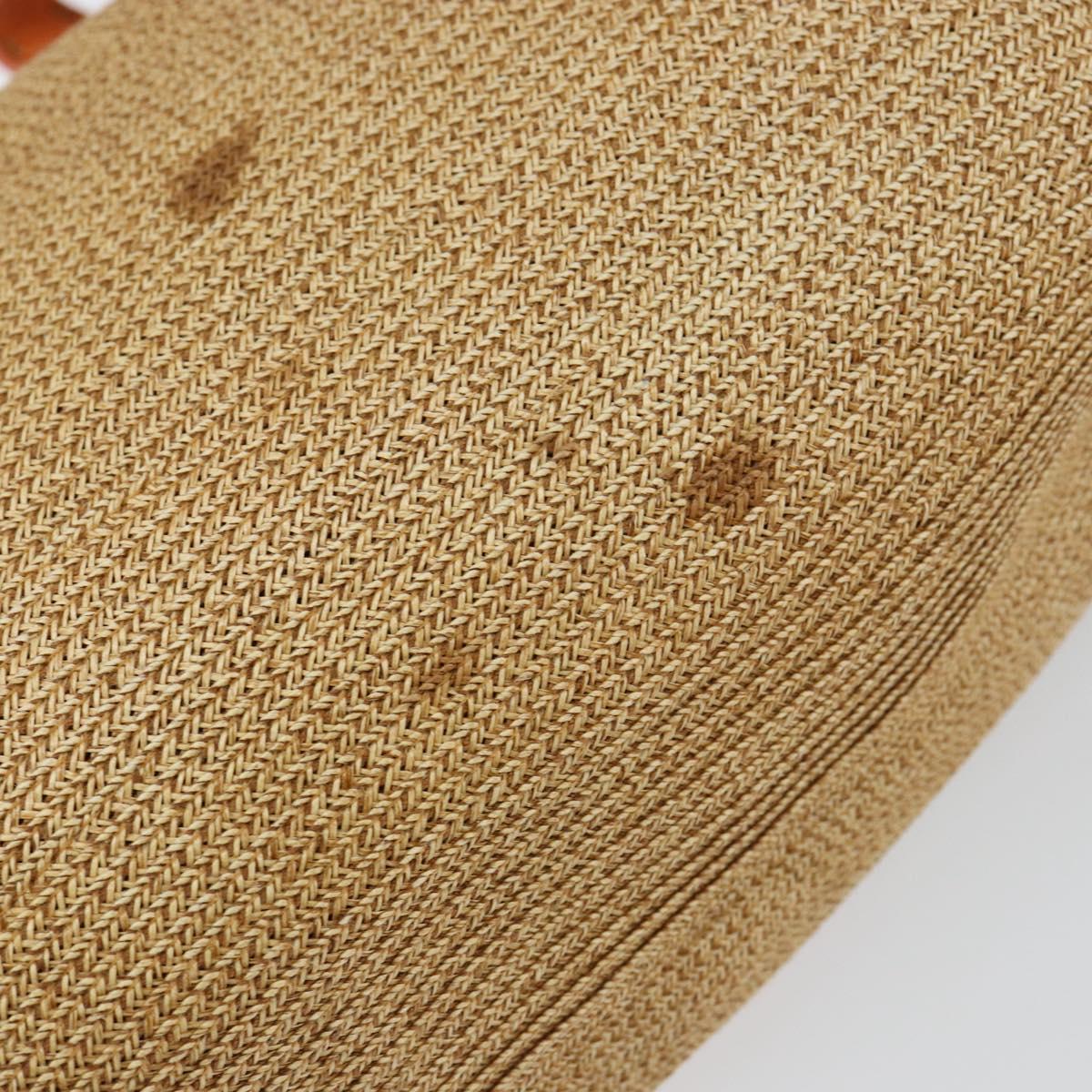 FENDI Celeria Mamma Baguette Shoulder Bag Raffia Beige Silver Auth 146952