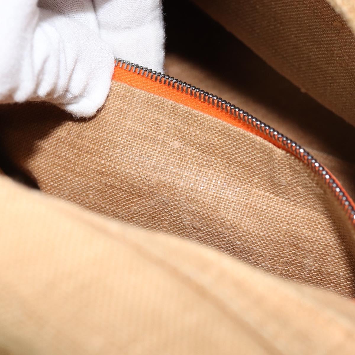 FENDI Celeria Mamma Baguette Shoulder Bag Raffia Beige Silver Auth 146952