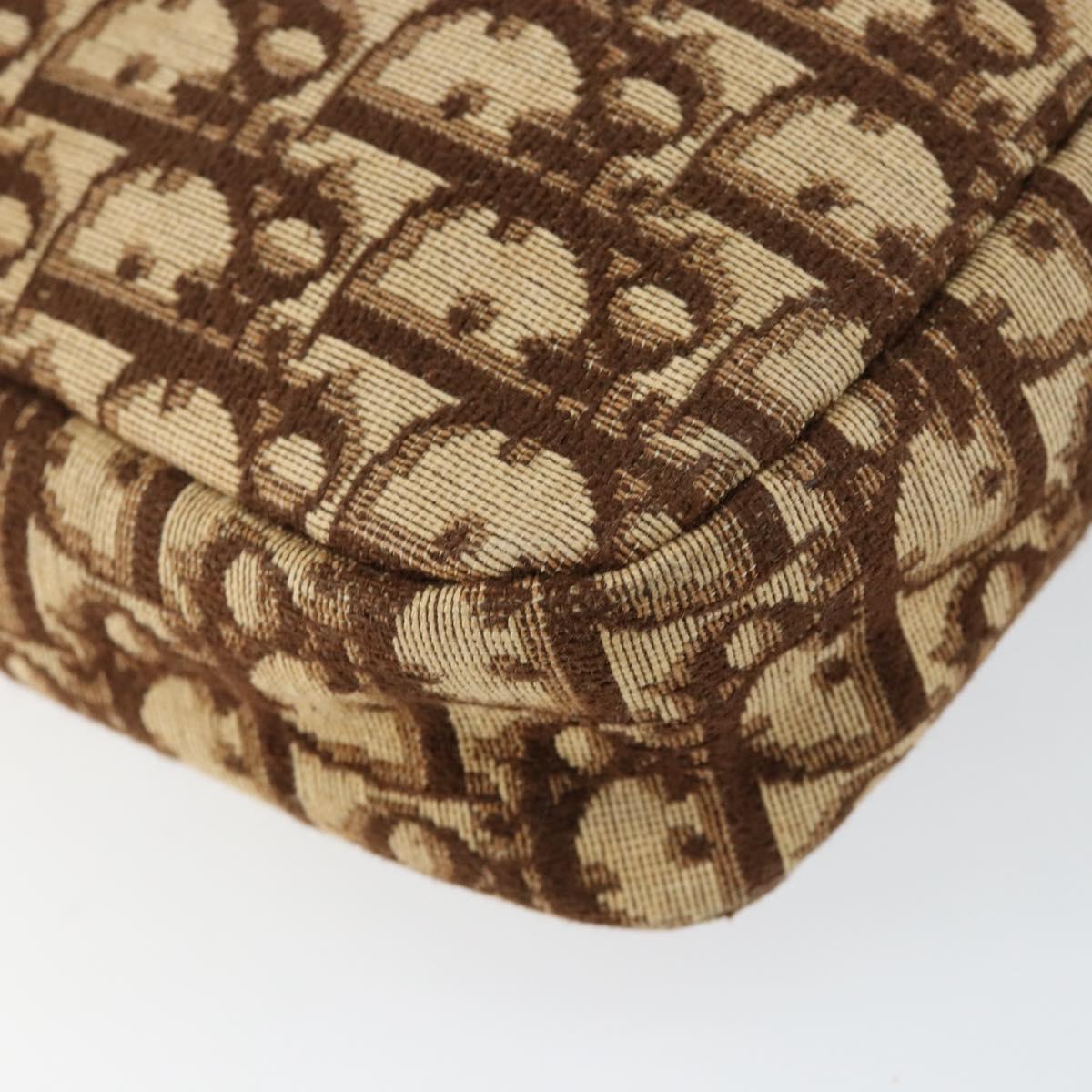 Christian Dior Trotter Canvas Shoulder Bag Brown Gold Auth 146954