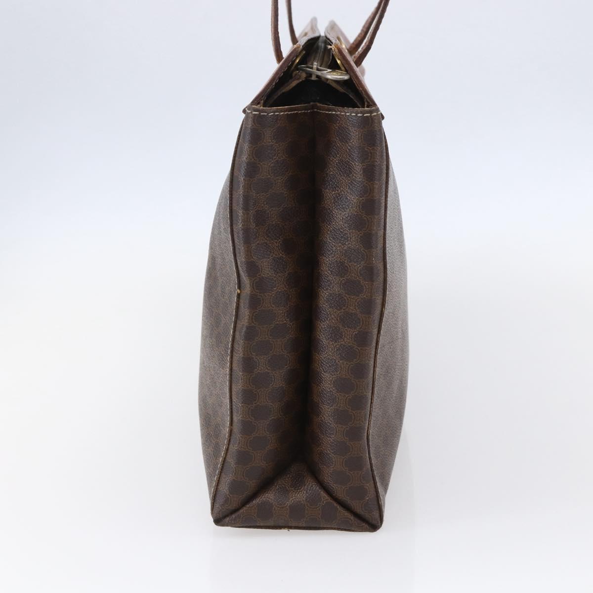 CELINE Macadam Canvas Tote Bag PVC Leather Brown Gold Auth 146956