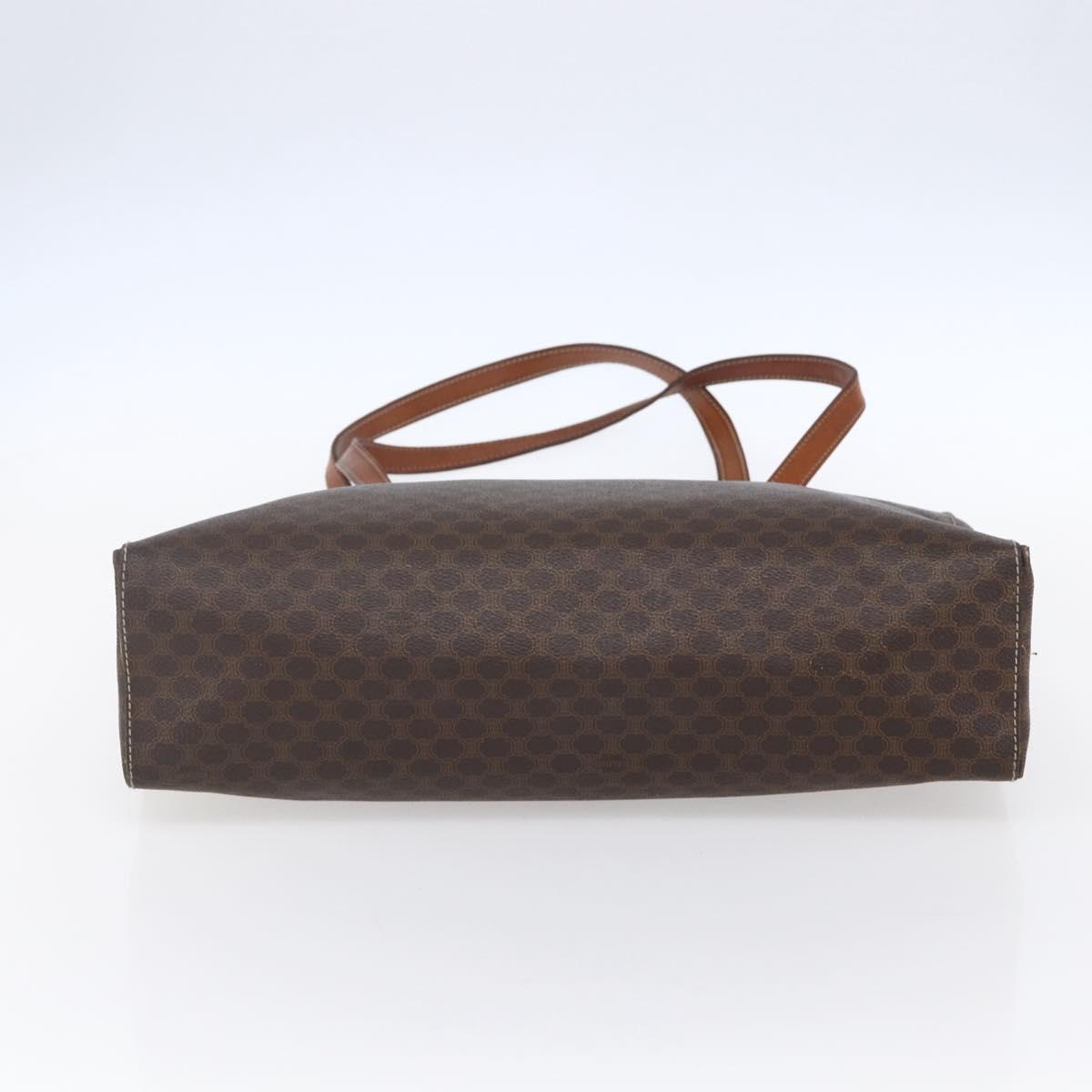 CELINE Macadam Canvas Tote Bag PVC Leather Brown Gold Auth 146956