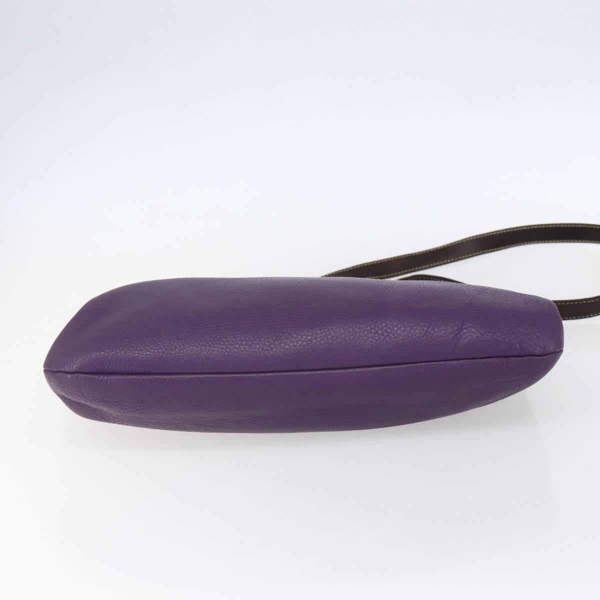 Miu Miu Wood Hand Bag Leather 2way Purple Silver Auth 146964