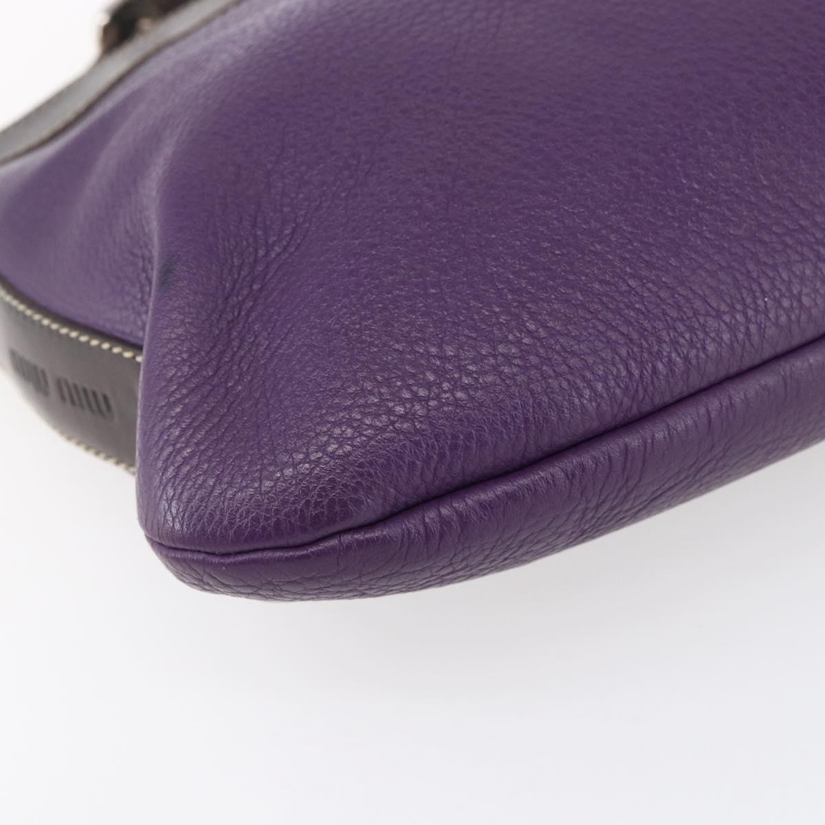 Miu Miu Wood Hand Bag Leather 2way Purple Silver Auth 146964