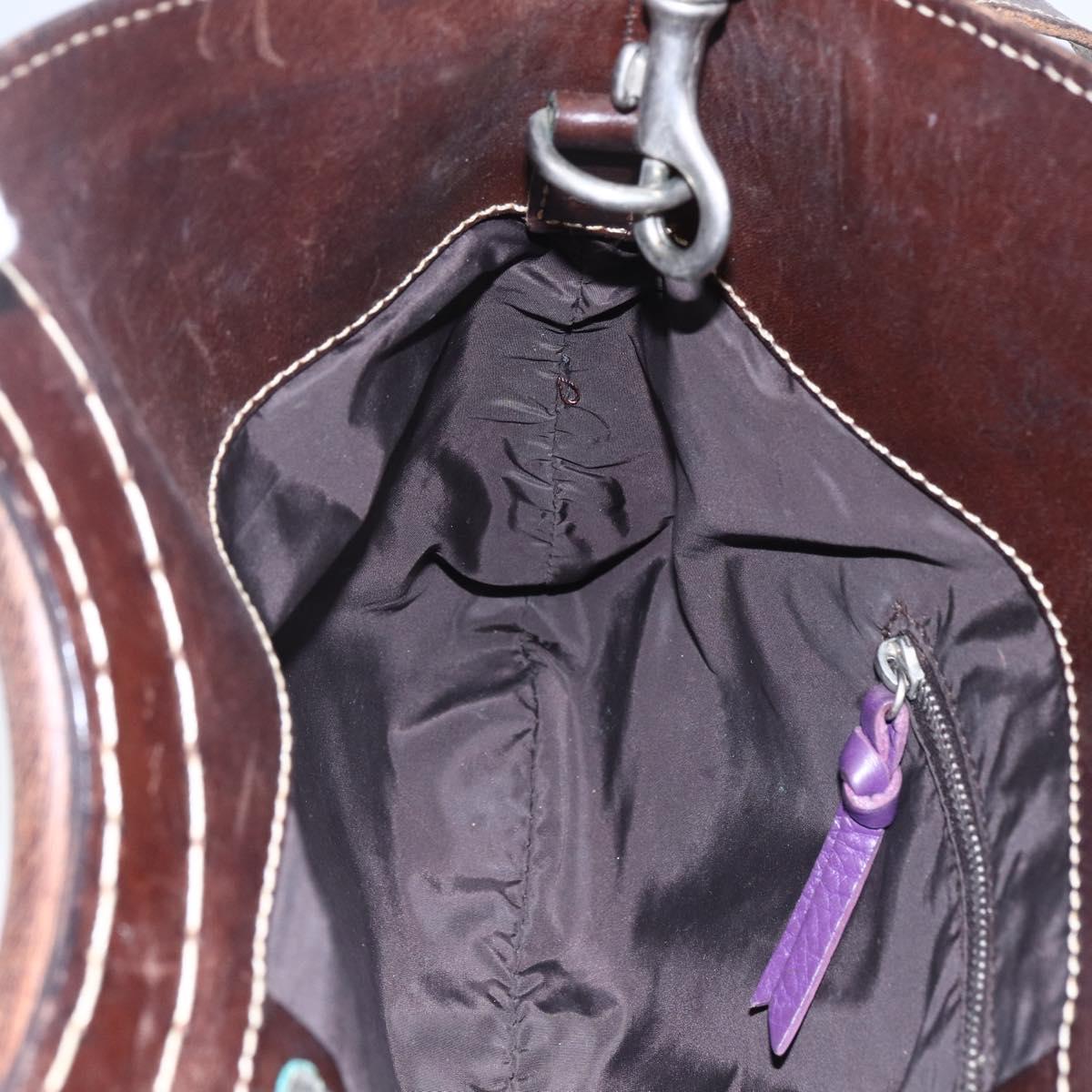 Miu Miu Wood Hand Bag Leather 2way Purple Silver Auth 146964