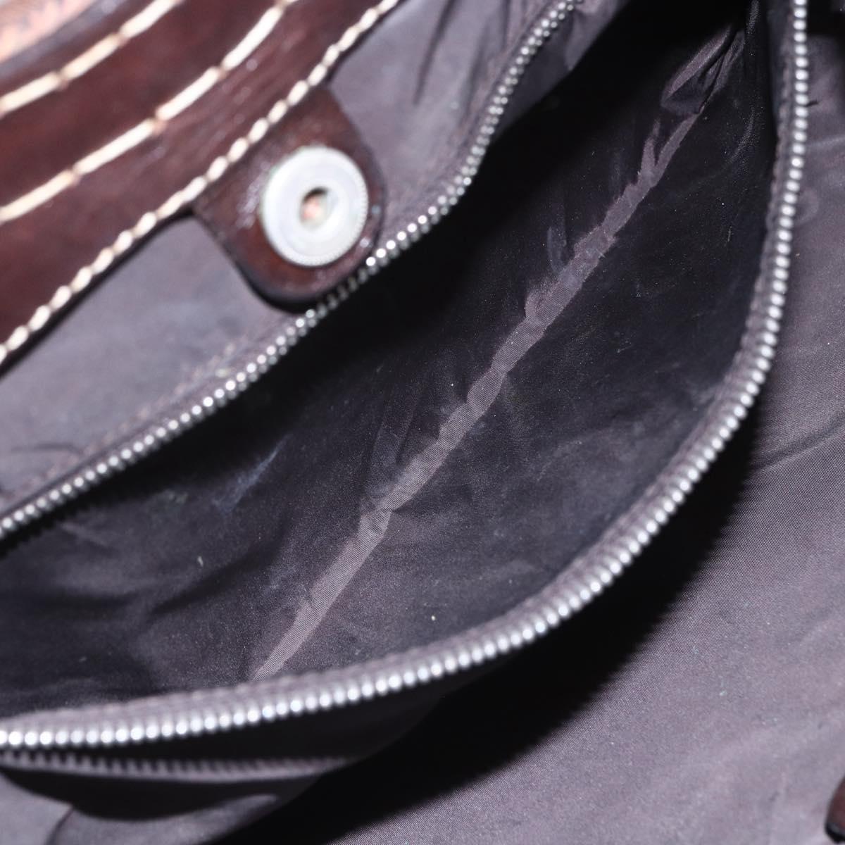 Miu Miu Wood Hand Bag Leather 2way Purple Silver Auth 146964