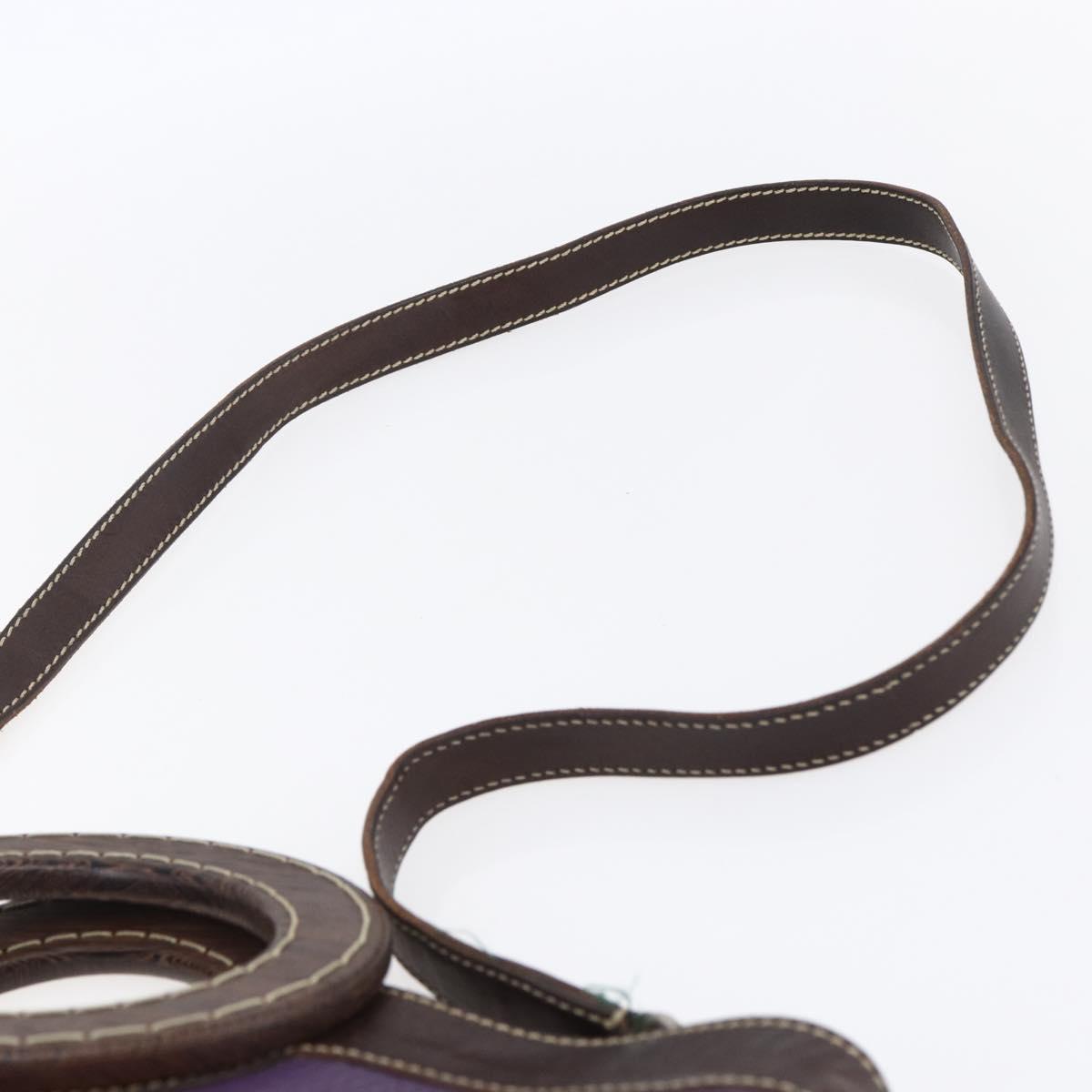 Miu Miu Wood Hand Bag Leather 2way Purple Silver Auth 146964