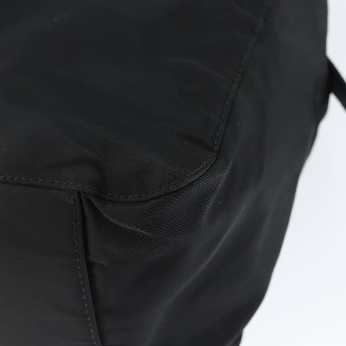 PRADA Hand Bag Nylon Black Silver Auth 146965