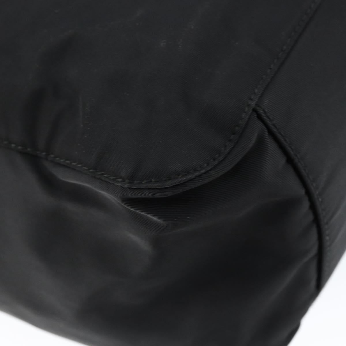 PRADA Hand Bag Nylon Black Silver Auth 146965