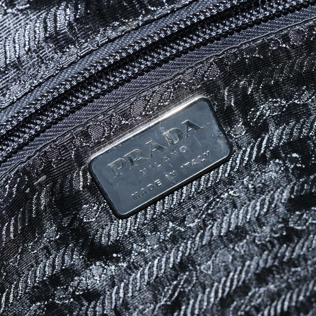 PRADA Hand Bag Nylon Black Silver Auth 146965