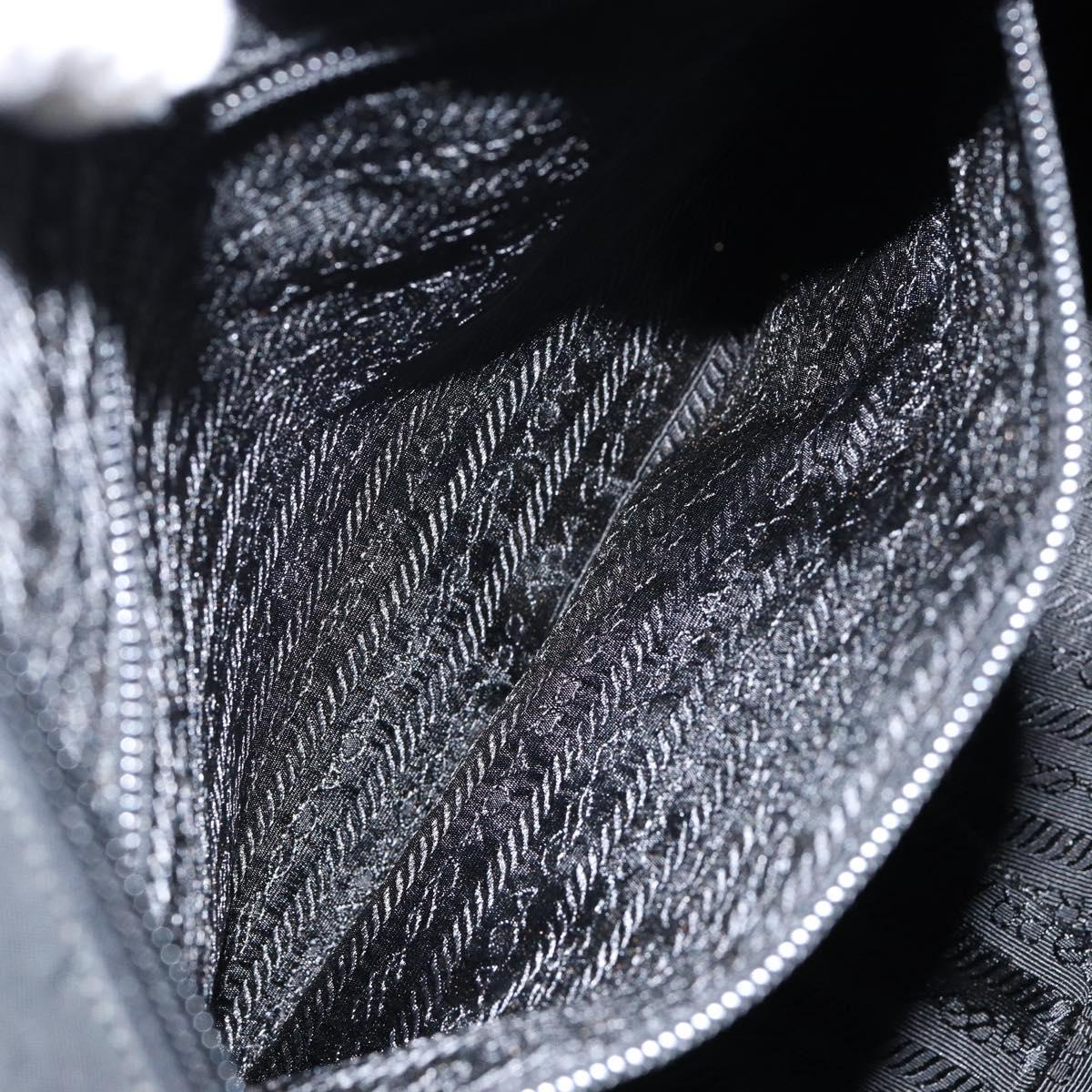 PRADA Hand Bag Nylon Black Silver Auth 146965