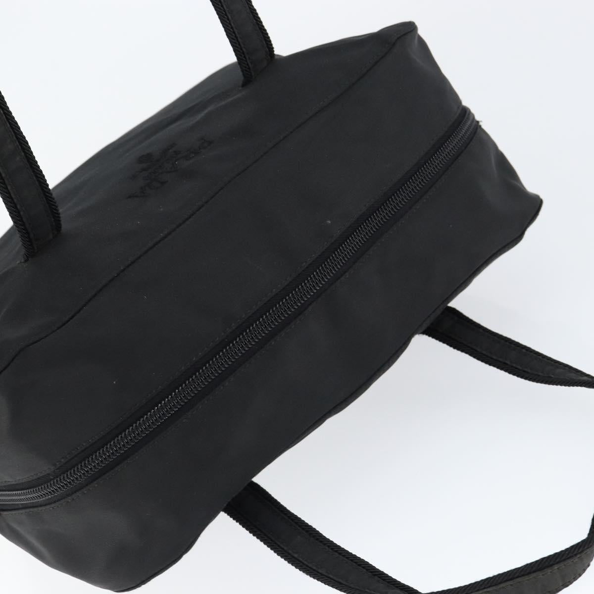 PRADA Hand Bag Nylon Black Silver Auth 146965