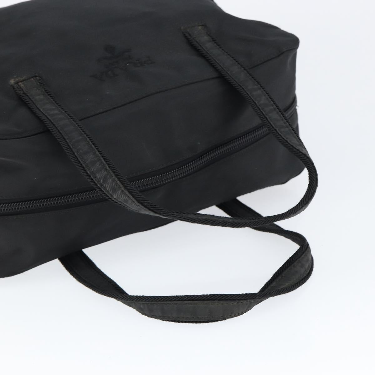 PRADA Hand Bag Nylon Black Silver Auth 146965