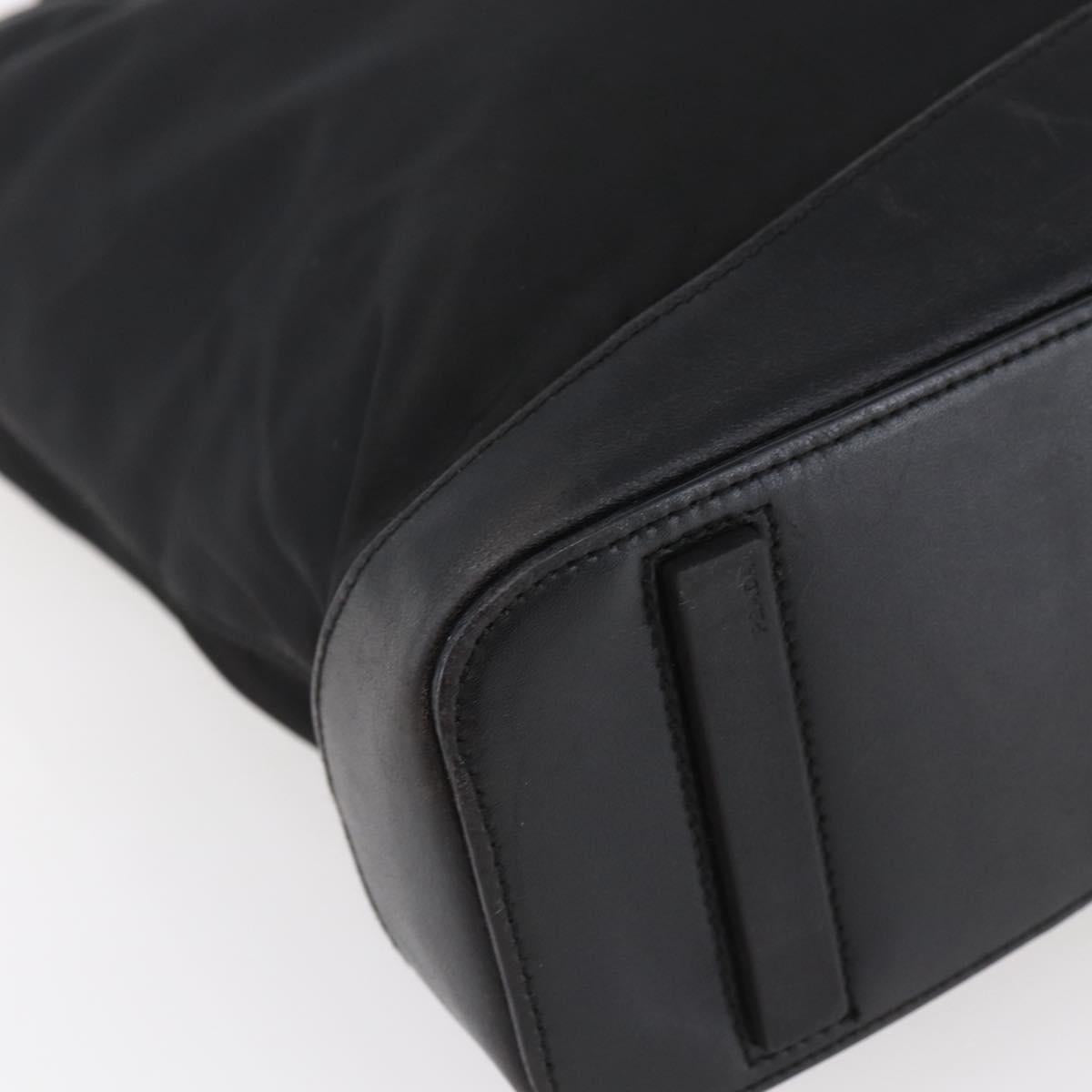 PRADA Tote Bag Nylon Black Silver Auth 146966