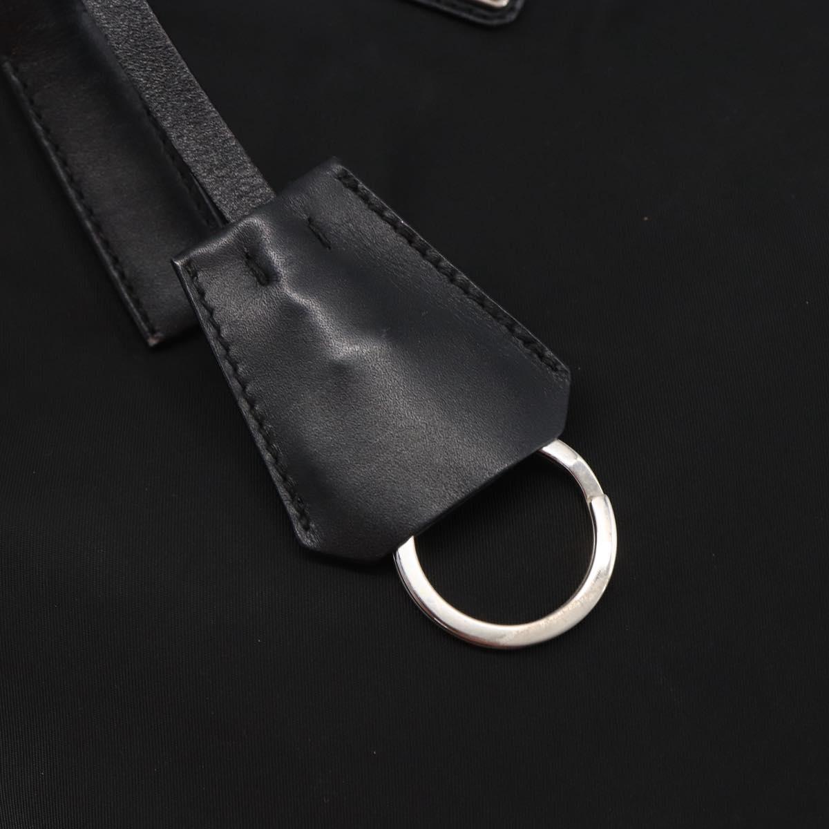 PRADA Tote Bag Nylon Black Silver Auth 146966