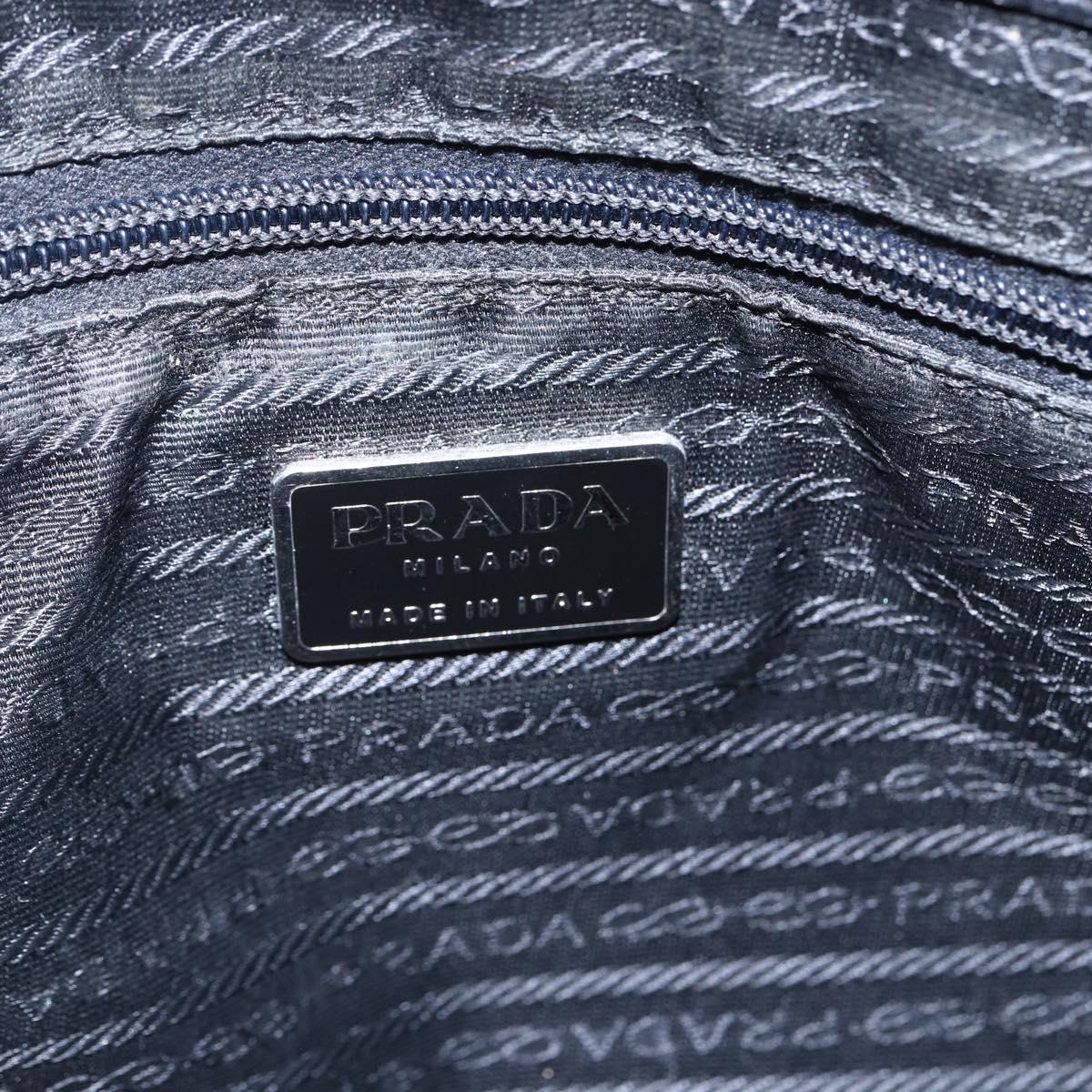PRADA Tote Bag Nylon Black Silver Auth 146966