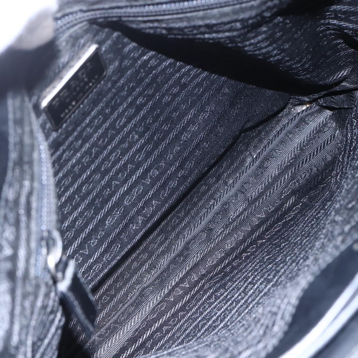 PRADA Tote Bag Nylon Black Silver Auth 146966