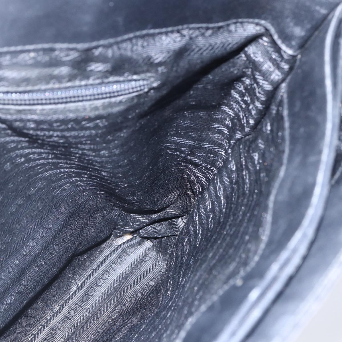 PRADA Tote Bag Nylon Black Silver Auth 146966