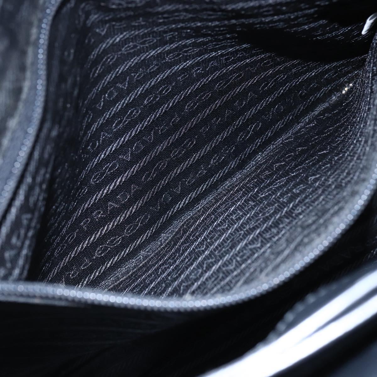 PRADA Tote Bag Nylon Black Silver Auth 146966