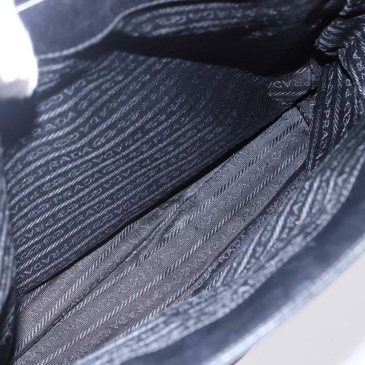 PRADA Tote Bag Nylon Black Silver Auth 146966