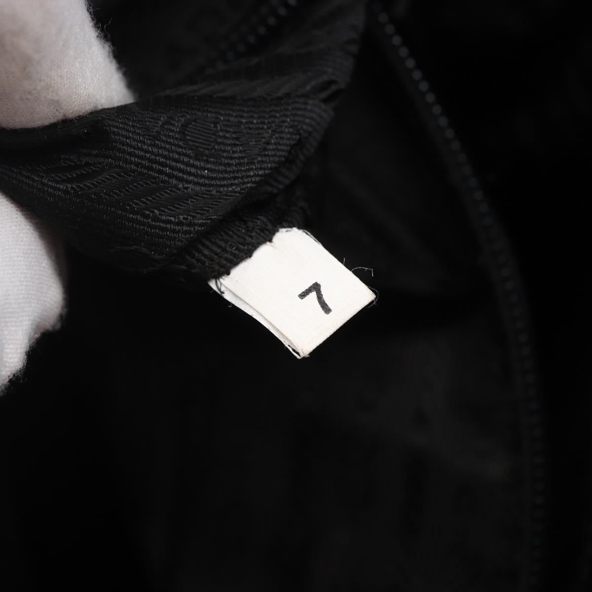 PRADA Tote Bag Nylon Black Silver Auth 146966