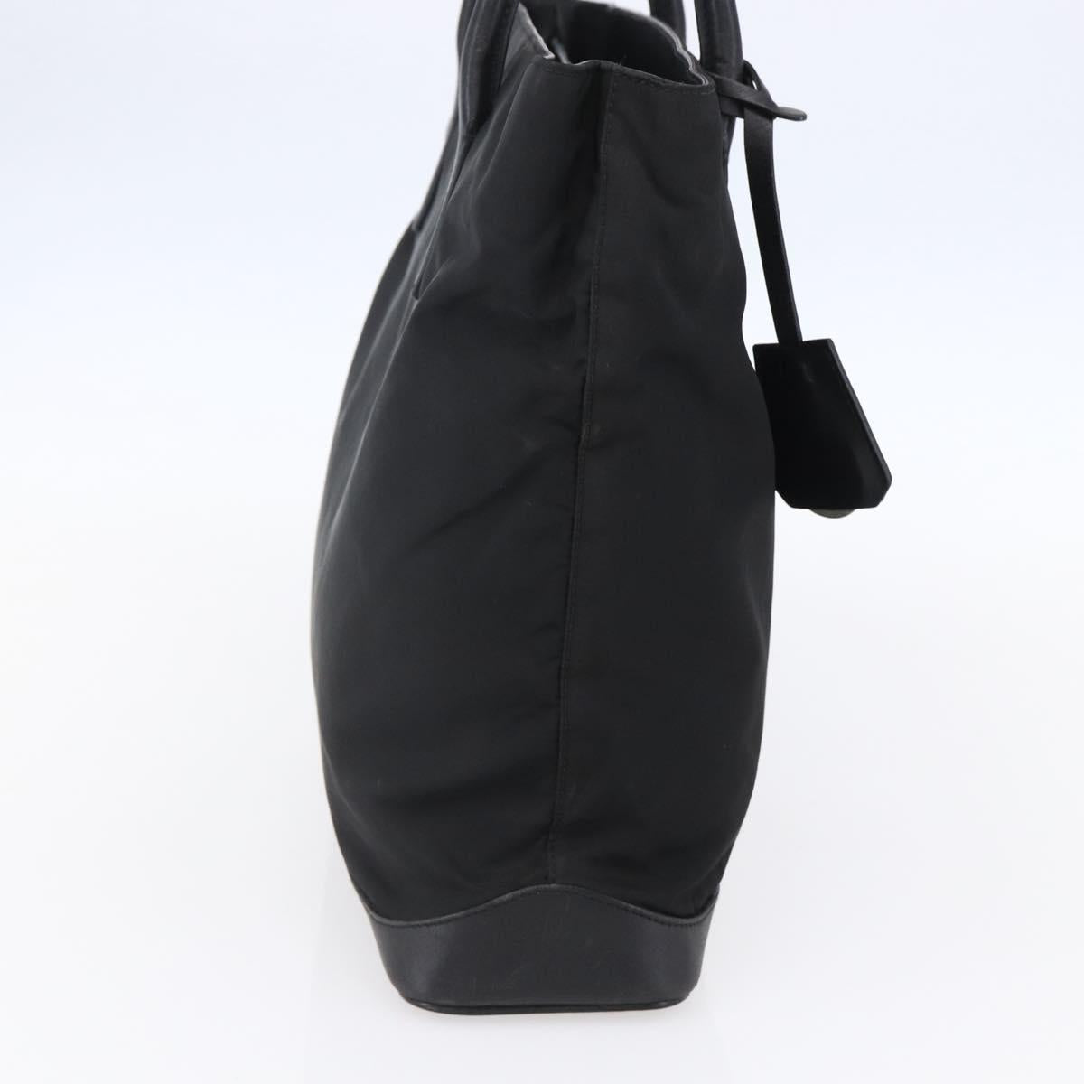 PRADA Tote Bag Nylon Black Silver Auth 146966
