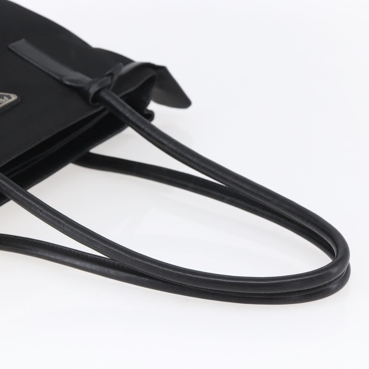PRADA Tote Bag Nylon Black Silver Auth 146966