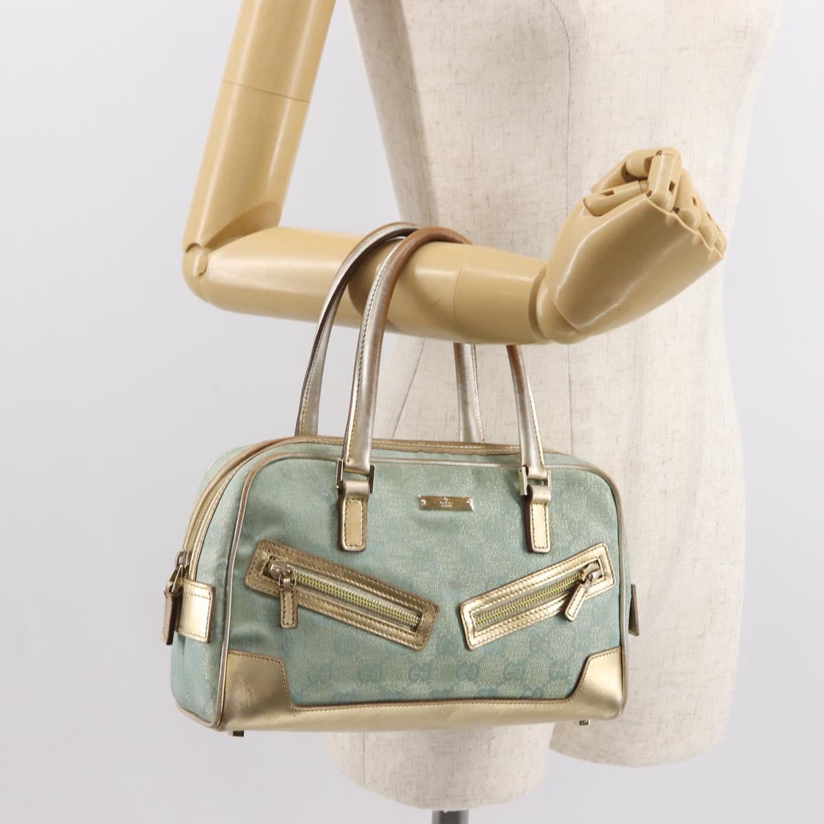 GUCCI GG Canvas Hand Bag Peppermint Gold 000 0852 Auth 146975