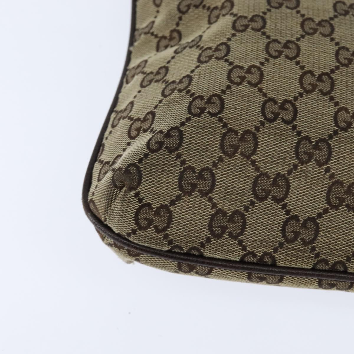 GUCCI GG Canvas Shoulder Bag Beige Silver 122798 Auth 146976