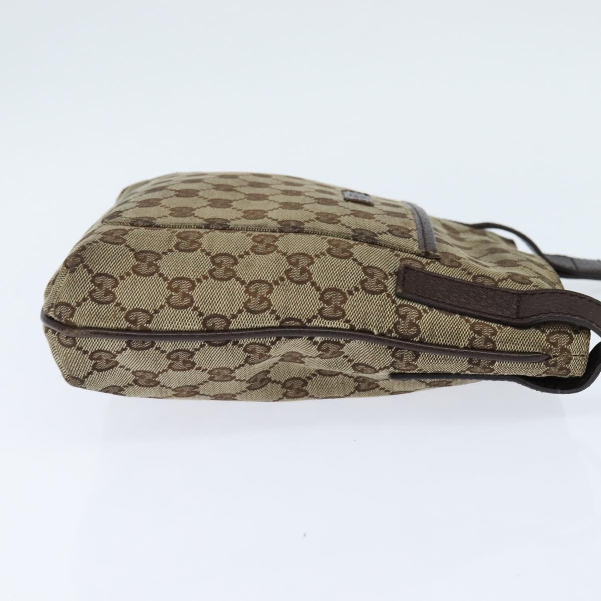 GUCCI GG Canvas Shoulder Bag Beige Silver 122798 Auth 146976