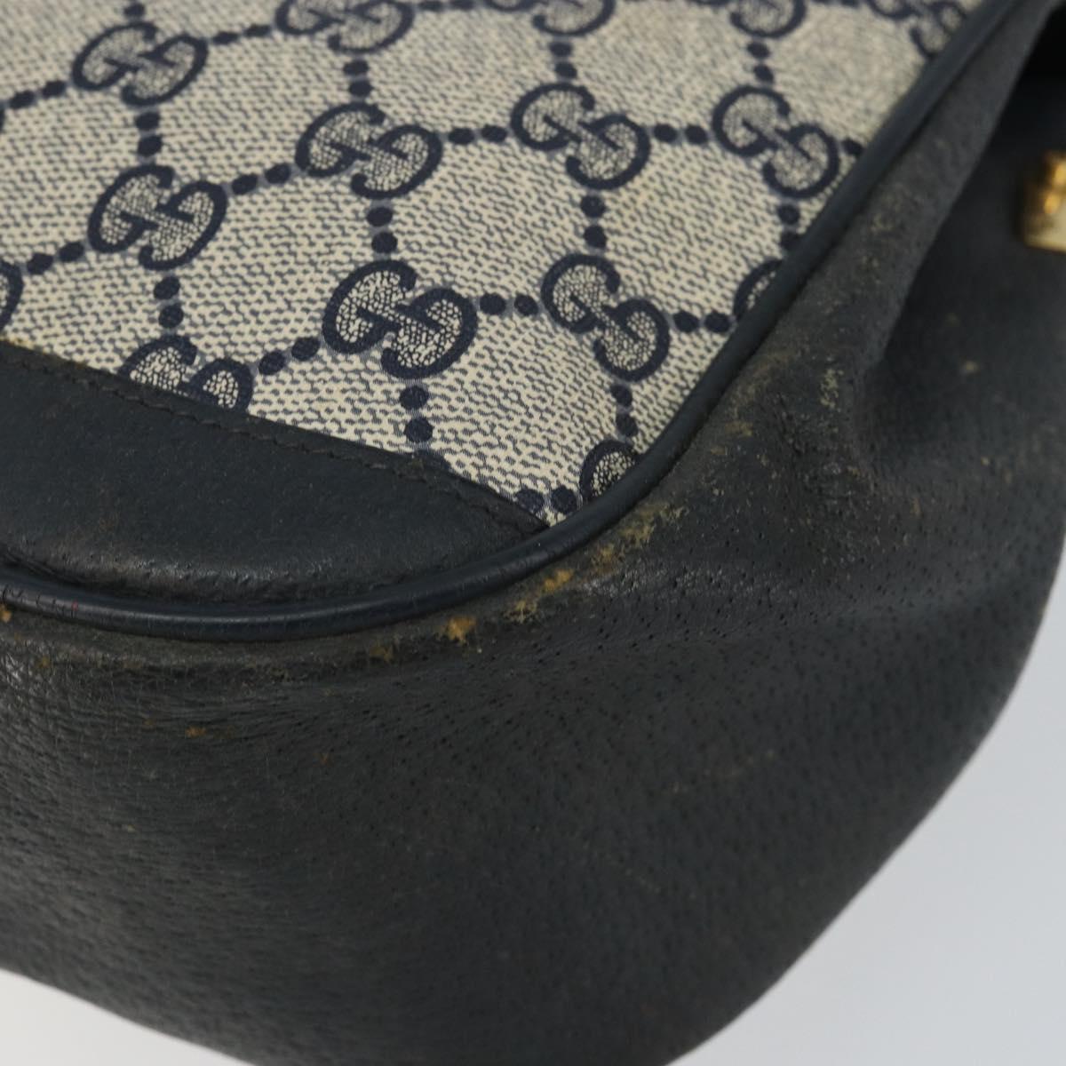 GUCCI GG Supreme Sherry Line Shoulder Bag PVC Navy Gold 116 02 076 Auth 146977