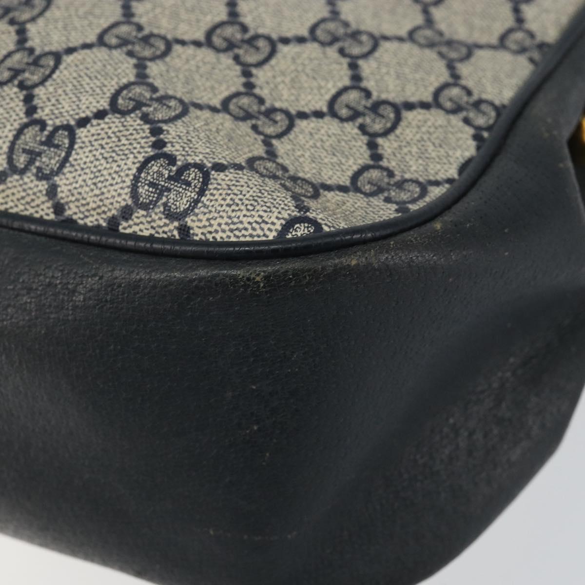 GUCCI GG Supreme Sherry Line Shoulder Bag PVC Navy Gold 116 02 076 Auth 146977