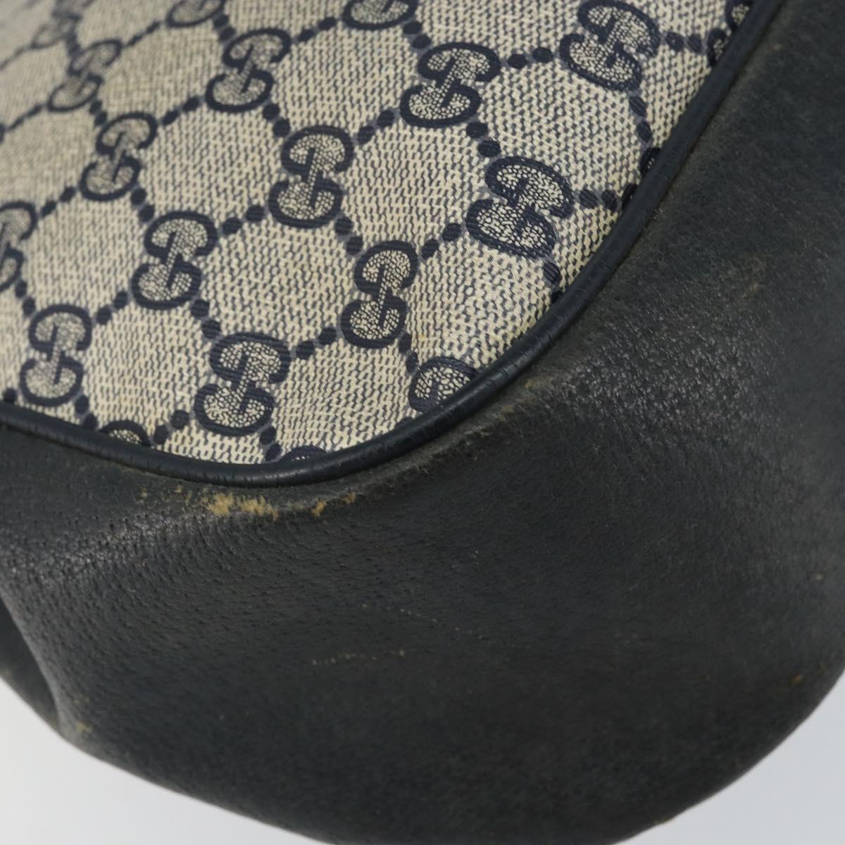 GUCCI GG Supreme Sherry Line Shoulder Bag PVC Navy Gold 116 02 076 Auth 146977