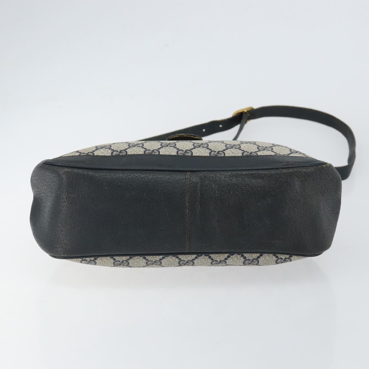 GUCCI GG Supreme Sherry Line Shoulder Bag PVC Navy Gold 116 02 076 Auth 146977