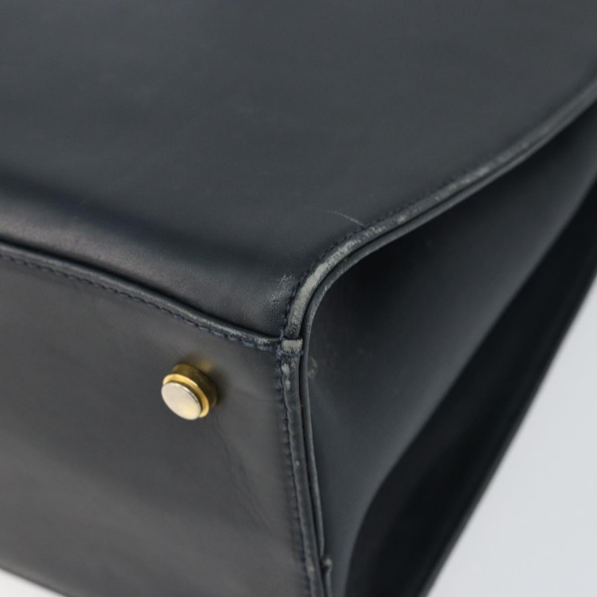 Salvatore Ferragamo Gancini Tote Bag Leather Navy Gold Auth 146978