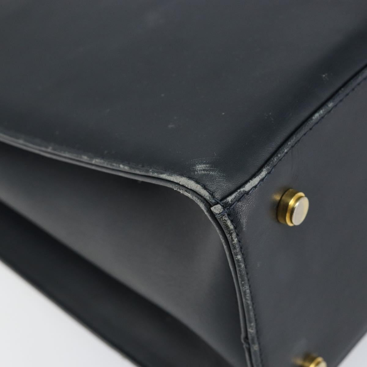 Salvatore Ferragamo Gancini Tote Bag Leather Navy Gold Auth 146978