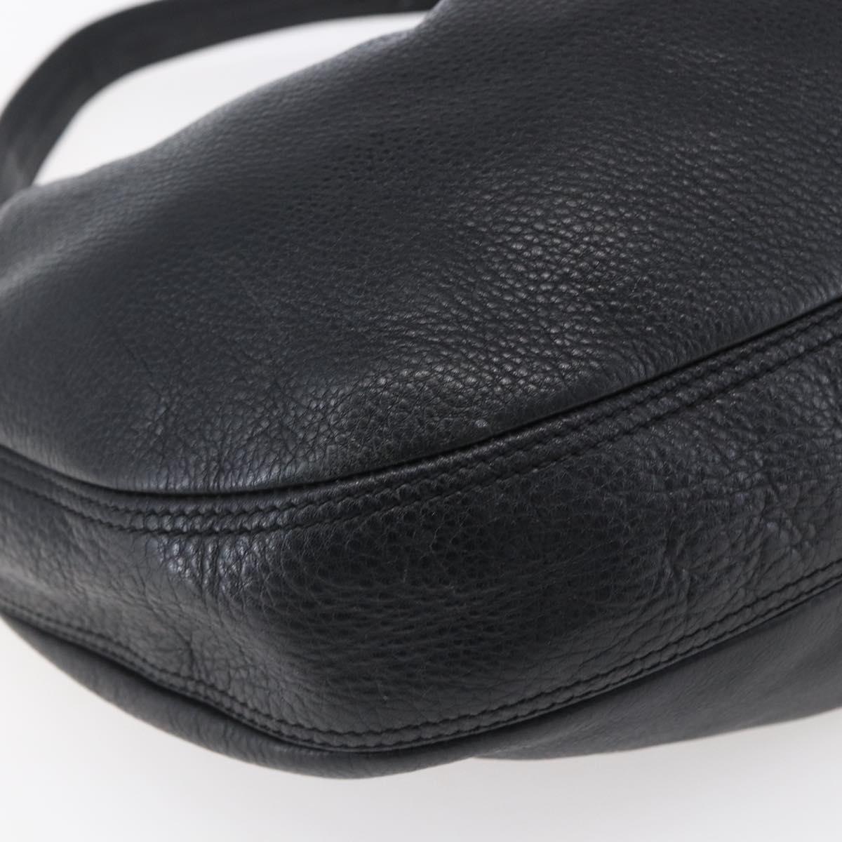 BURBERRY Shoulder Bag Leather Black Gold Auth 146979