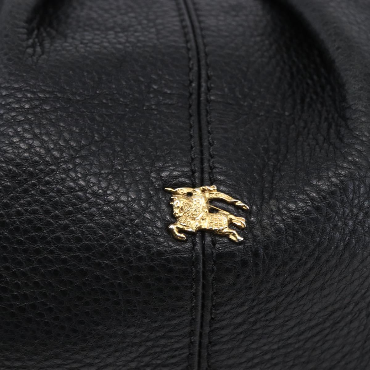 BURBERRY Shoulder Bag Leather Black Gold Auth 146979