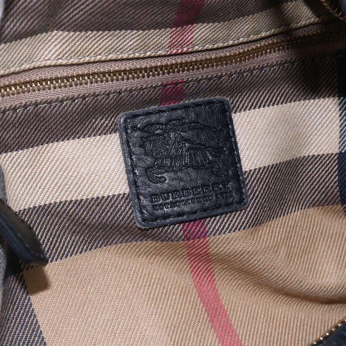 BURBERRY Shoulder Bag Leather Black Gold Auth 146979