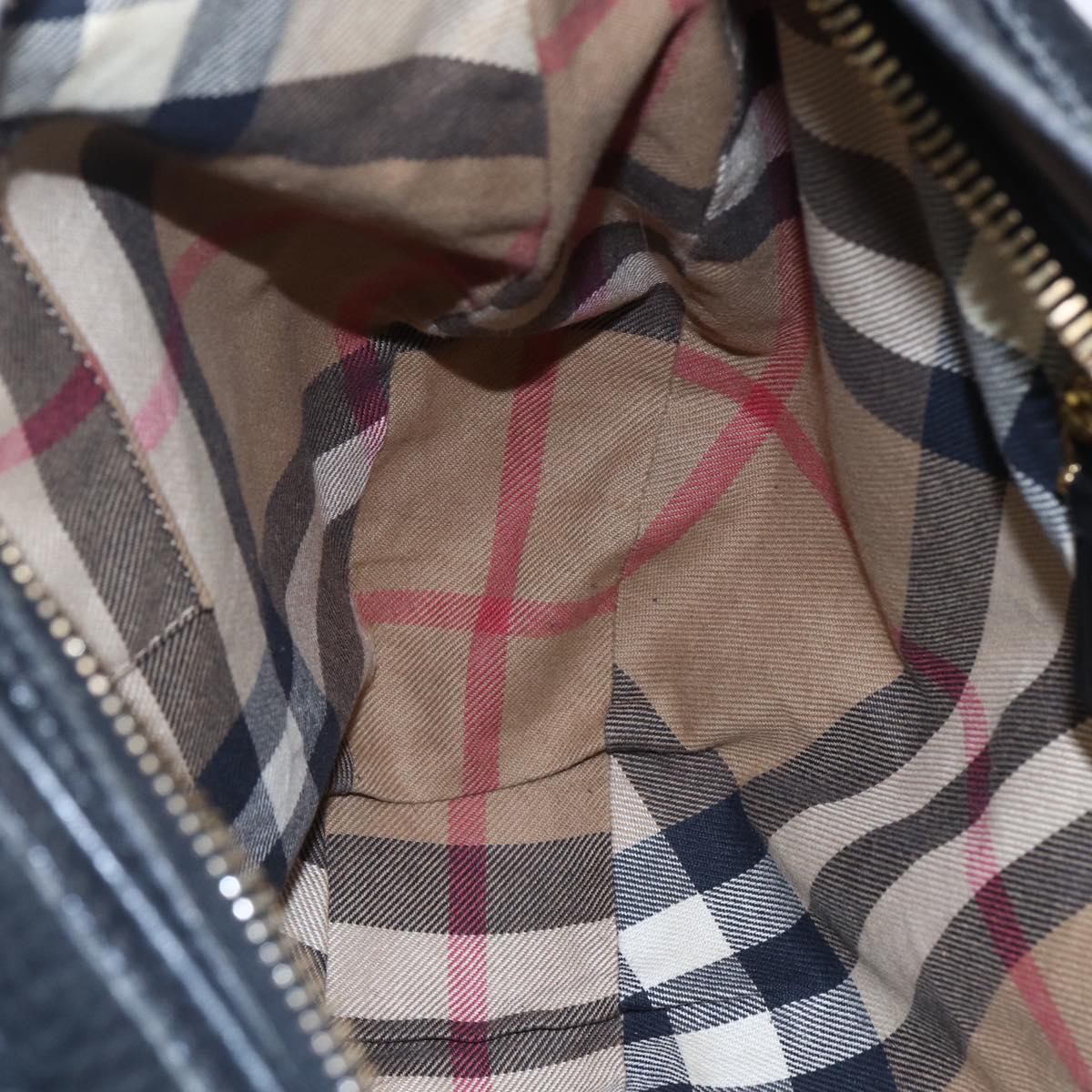 BURBERRY Shoulder Bag Leather Black Gold Auth 146979