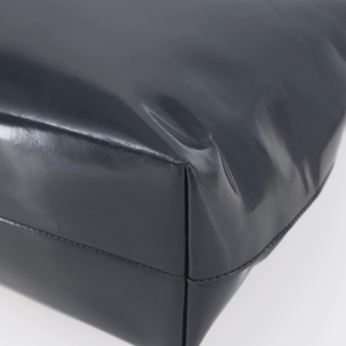 PRADA Tote Bag Enamel Gray Silver Auth 146980