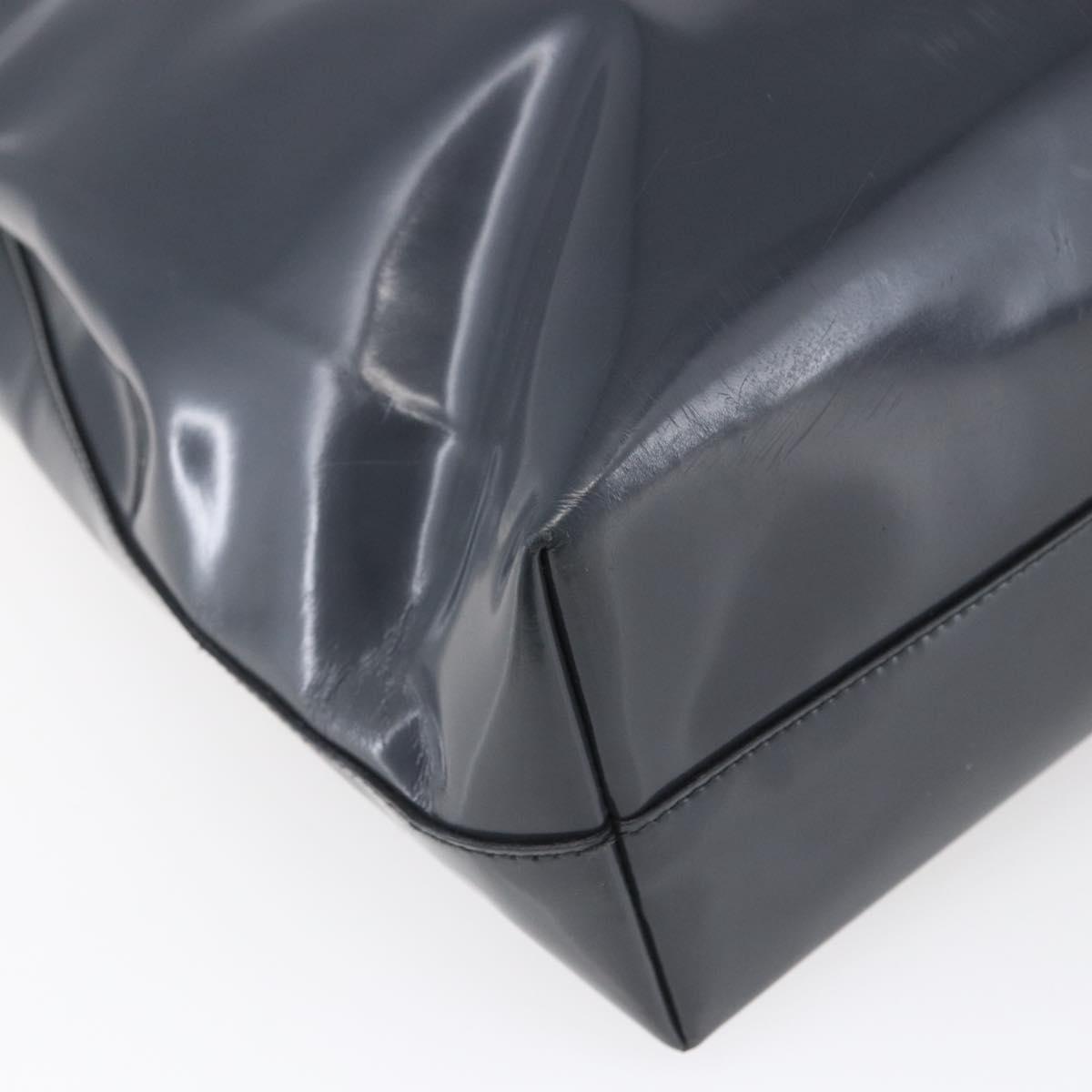 PRADA Tote Bag Enamel Gray Silver Auth 146980