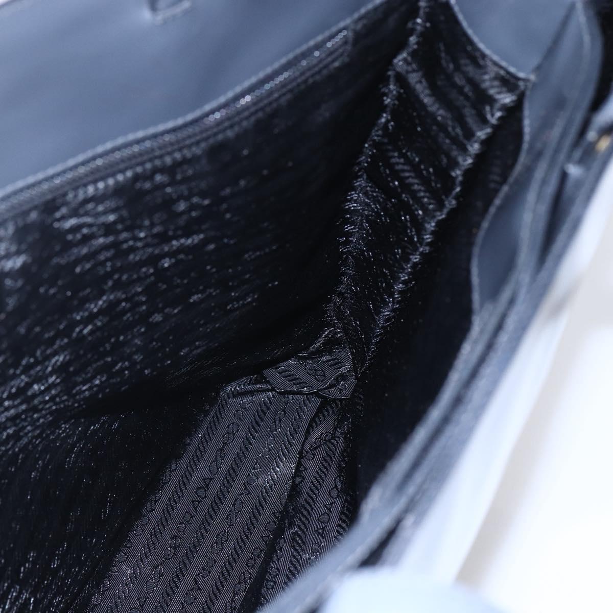 PRADA Tote Bag Enamel Gray Silver Auth 146980