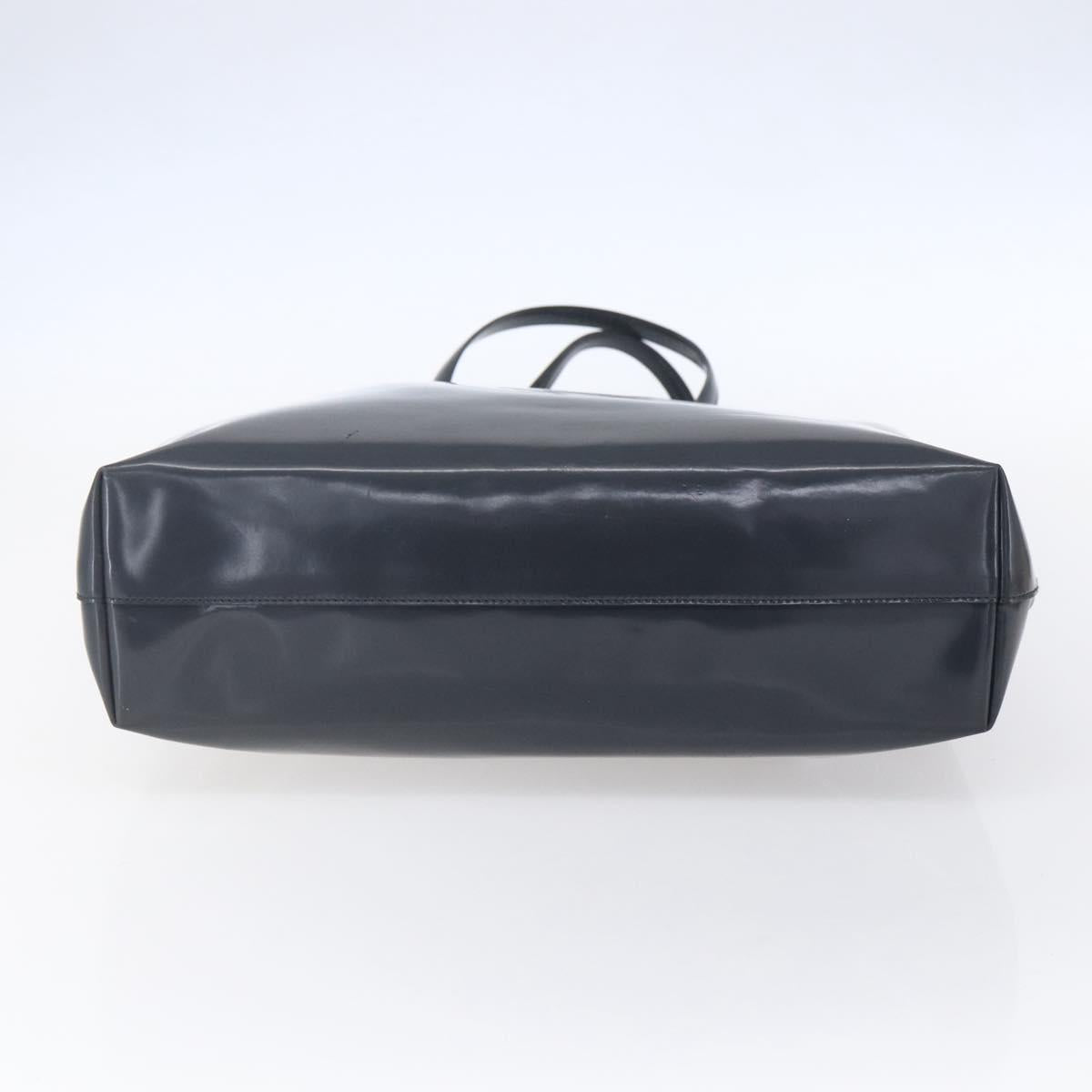 PRADA Tote Bag Enamel Gray Silver Auth 146980