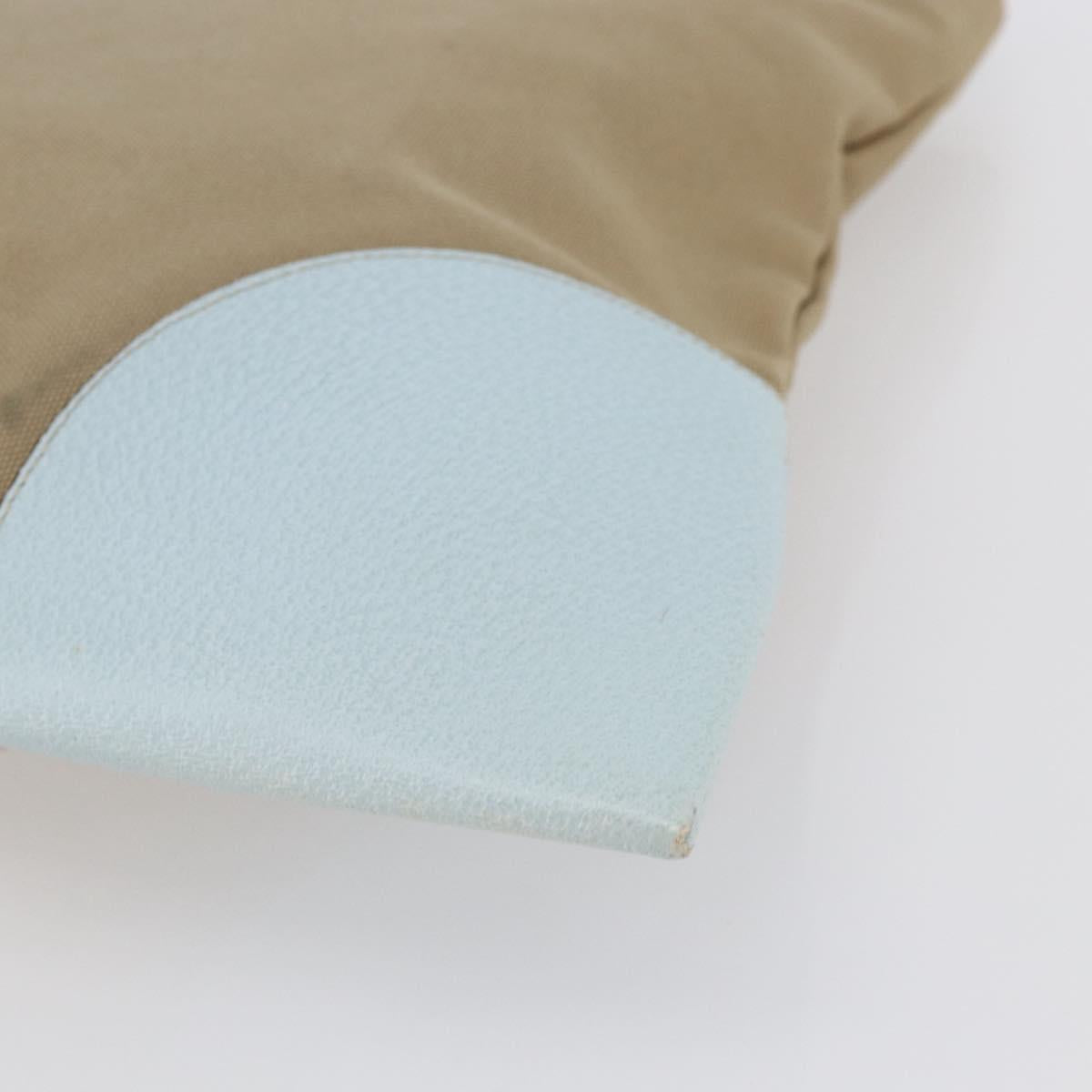 PRADA Hand Bag Canvas Beige Silver Auth 146982