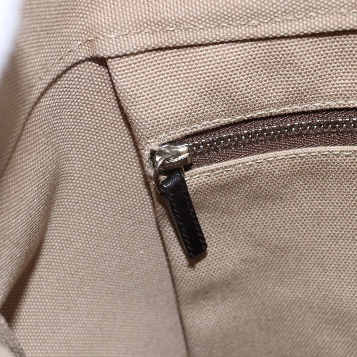 PRADA Hand Bag Canvas Beige Silver Auth 146982