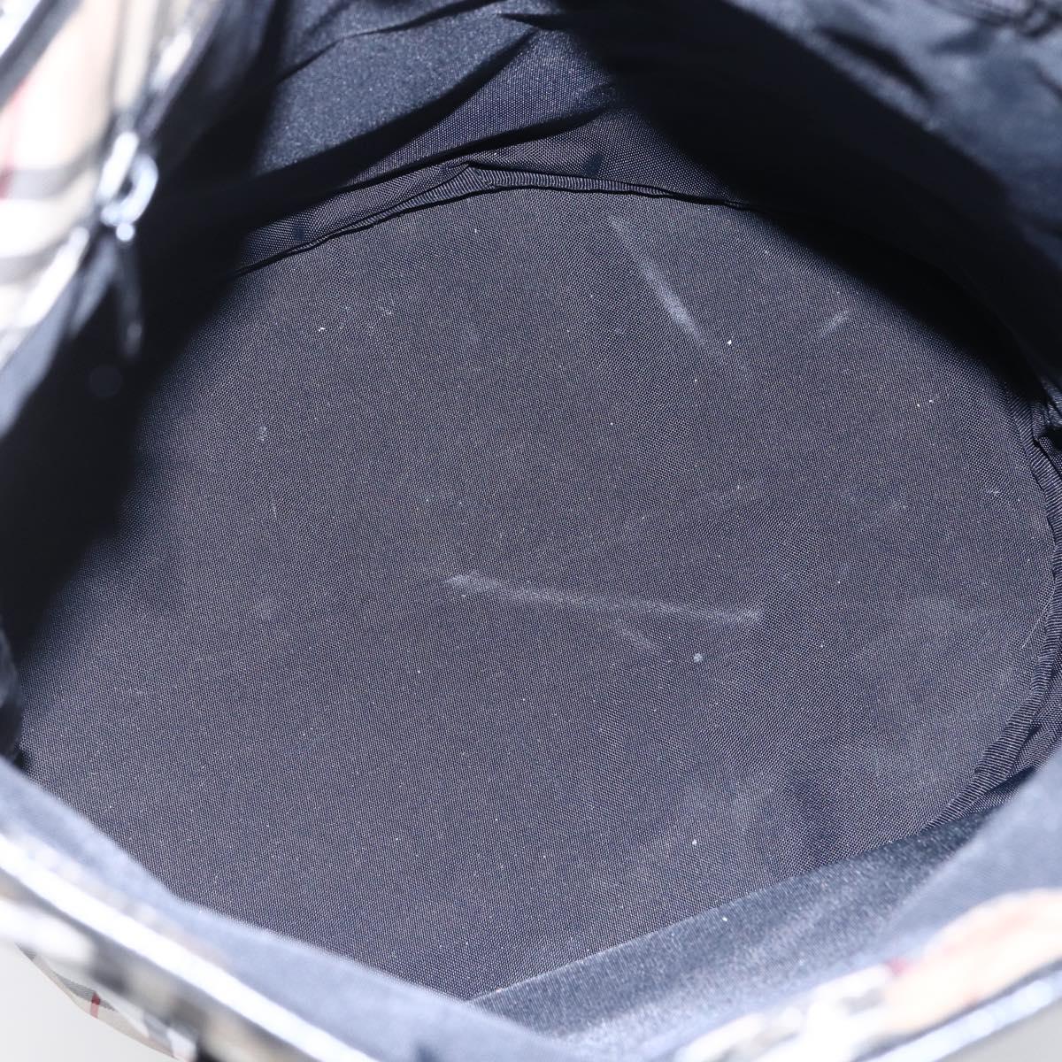 BURBERRY Nova Check Tote Bag Nylon Beige Silver Auth 146983