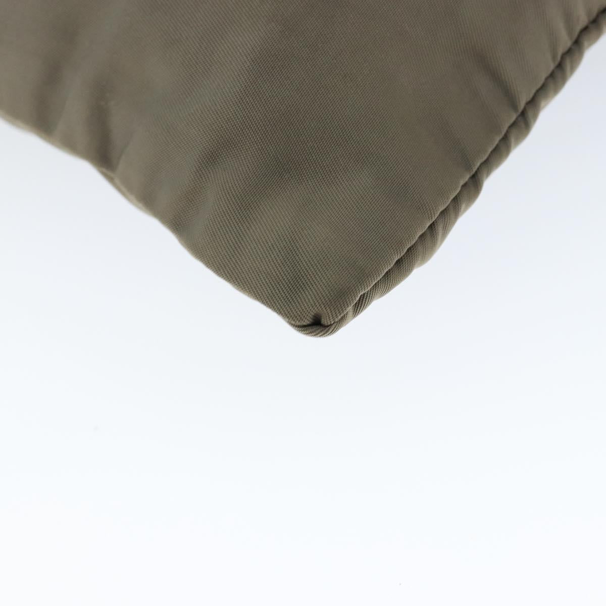 PRADA Shoulder Bag Nylon Khaki Silver Auth 146984