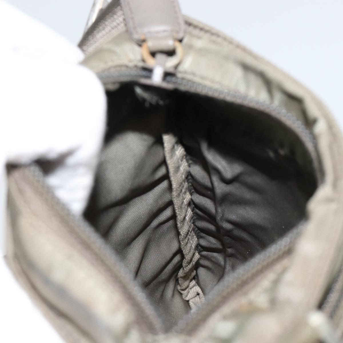 PRADA Shoulder Bag Nylon Khaki Silver Auth 146984